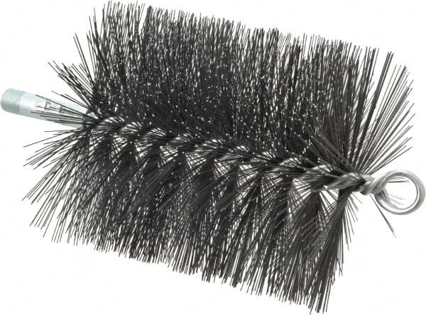 Schaefer Brush - 5" Diam Round, Tempered Steel Wire Chimney Brush - 1/4" NPSM Male Connection - Americas Industrial Supply