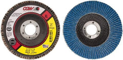 Camel Grinding Wheels - 40 Grit, 4-1/2" Disc Diam, 7/8" Center Hole, Type 27 Zirconia Alumina Flap Disc - 13,300 Max RPM, Polyester Backing, Arbor Attaching System, Coated - Americas Industrial Supply