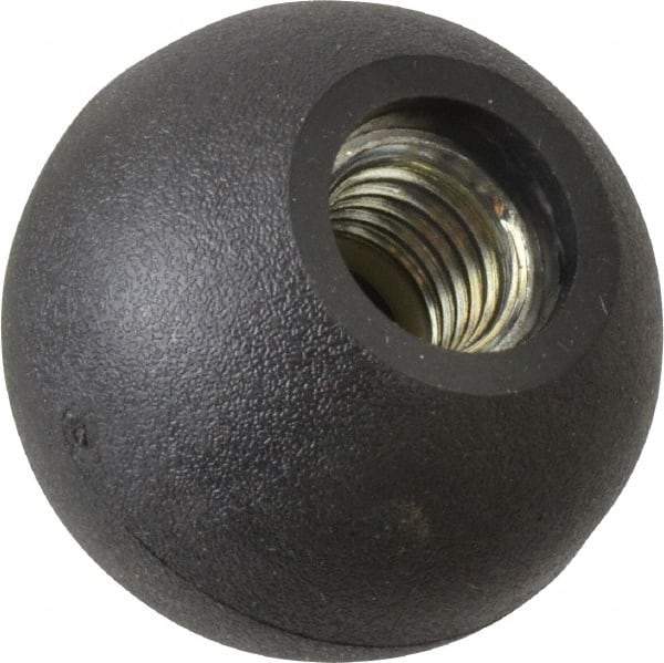 Gibraltar - 5/8-11 Thread, 1-7/8" Diam, 1-3/4" High, Female Insert Ball Knob - Black, Thermoplastic, Ball Grip, 0.55" Hole Depth - Americas Industrial Supply