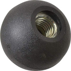 Gibraltar - 5/8-11 Thread, 1-7/8" Diam, 1-3/4" High, Female Insert Ball Knob - Black, Thermoplastic, Ball Grip, 0.55" Hole Depth - Americas Industrial Supply