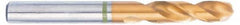 Accupro - 7/32" 130° Spiral Flute Cobalt Screw Machine Drill Bit - TiN Finish, Right Hand Cut, 28mm Flute Length, 66mm OAL, Split Point, Straight Shank - Americas Industrial Supply