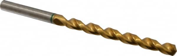 Accupro - 7/16", 130° Point, Spiral Flute, Vanadium High Speed Steel Taper Length Drill Bit - TiN Finish, 128mm Flute Length, 195mm OAL - Americas Industrial Supply