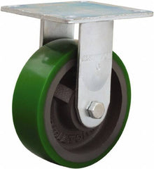 Hamilton - 6" Diam x 2" Wide x 7-1/2" OAH Top Plate Mount Rigid Caster - Polyurethane Mold onto Cast Iron Center, 900 Lb Capacity, Sealed Precision Ball Bearing, 5 x 5-1/2" Plate - Americas Industrial Supply