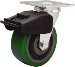 Hamilton - 5" Diam x 2" Wide x 6-1/2" OAH Top Plate Mount Swivel Caster - Polyurethane Mold onto Cast Iron Center, 850 Lb Capacity, Precision Ball Bearing, 4 x 4-1/2" Plate - Americas Industrial Supply
