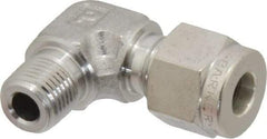 Parker - 1/4" OD, Stainless Steel Male Elbow - -425 to 1,200°F, 1/2" Hex, Comp x MNPT Ends - Americas Industrial Supply