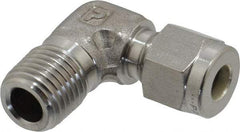 Parker - 1/4" OD, Stainless Steel Male Elbow - 0 to 1,200°F, 9/16" Hex, Comp x MNPT Ends - Americas Industrial Supply