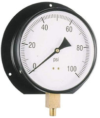 Value Collection - 6" Dial, 1/4 Thread, 0-30 Scale Range, Pressure Gauge - Lower Connection, Rear Flange Connection Mount, Accurate to 3-2-3% of Scale - Americas Industrial Supply
