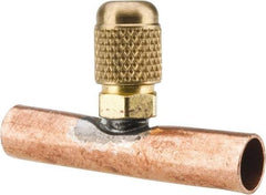 Parker - 500 Max psi, 3/8 Tube OD, Solder Tee Access Valve - Brass - Americas Industrial Supply