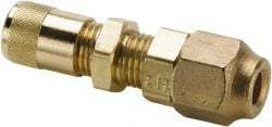 Parker - 500 Max psi, 1/4 Tube OD, Bulkhead Union Access Valve - Brass - Americas Industrial Supply