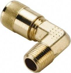 Parker - 1/8-27 Male Pipe, 500 Max psi, 1/4" Tube OD, Forged Male Elbow Access Valve - Brass - Americas Industrial Supply