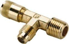 Parker - 1/8-27 Male Pipe, 500 Max psi, 1/4" Tube OD, Forged Male Run Tee Access Valve - Brass - Americas Industrial Supply