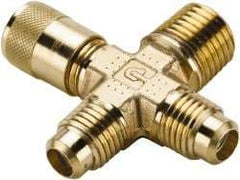 Parker - 1/4-18 Male Pipe, 500 Max psi, 5/16" Tube OD, Forged Male Cross Access Valve - Brass - Americas Industrial Supply