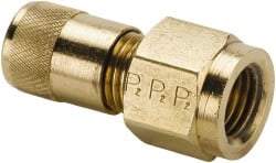 Parker - 500 Max psi, 1/4 Tube OD, Female Flare Connector Access Valve - Brass - Americas Industrial Supply