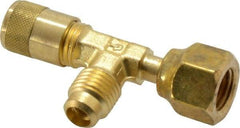 Parker - 500 Max psi, 1/4 Tube OD, Forged Flared Female Run Swivel Tee Access Valve - Brass - Americas Industrial Supply