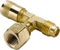 Parker - 500 Max psi, 1/4 Tube OD, Forged Flare Female Branch Tee Access Valve - Brass - Americas Industrial Supply