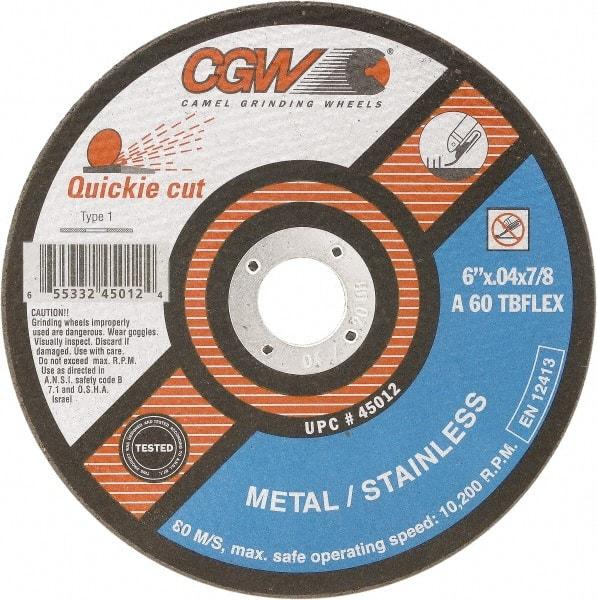 Camel Grinding Wheels - 7" 60 Grit Silicon Carbide Cutoff Wheel - 1/16" Thick, 7/8" Arbor, 8,500 Max RPM - Americas Industrial Supply