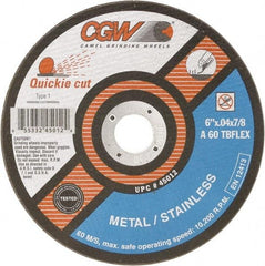Camel Grinding Wheels - 7" 60 Grit Silicon Carbide Cutoff Wheel - 1/16" Thick, 7/8" Arbor, 8,500 Max RPM - Americas Industrial Supply