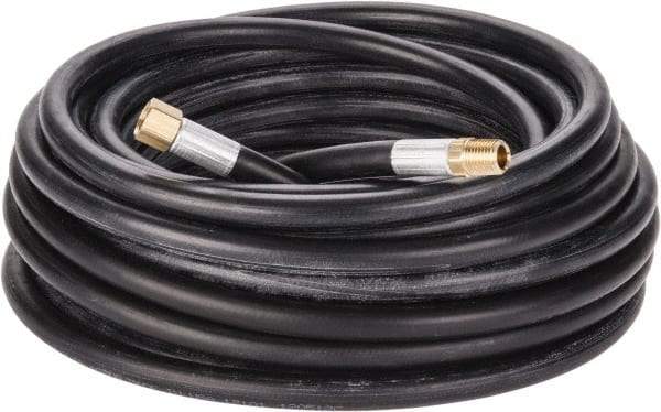 Alliance Hose & Rubber - 1/4" ID x 9/16" OD 50' Long Multipurpose Air Hose - MNPT x FNPT(Swivel) Ends, 300 Working psi, -40 to 190°F, 1/4" Fitting, Black - Americas Industrial Supply