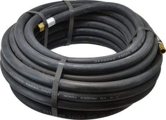 Alliance Hose & Rubber - 3/8" ID x 23/32" OD 50' Long Multipurpose Air Hose - MNPT x FNPT(Swivel) Ends, 200 Working psi, -40 to 190°F, 1/4" Fitting, Black - Americas Industrial Supply