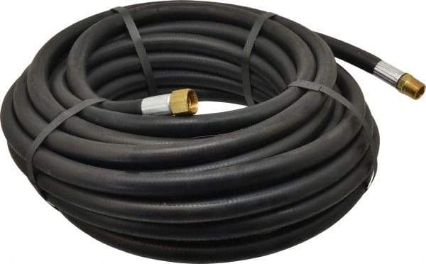 Alliance Hose & Rubber - 3/8" ID x 23/32" OD 50' Long Multipurpose Air Hose - MNPT x FNPT(Swivel) Ends, 300 Working psi, -40 to 190°F, 3/8" Fitting, Black - Americas Industrial Supply