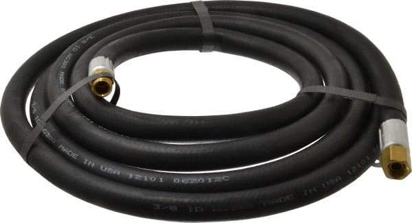 Alliance Hose & Rubber - 3/8" ID x 23/32" OD 10' Long Multipurpose Air Hose - MNPT x FNPT(Swivel) Ends, 300 Working psi, -40 to 190°F, 1/4" Fitting, Black - Americas Industrial Supply