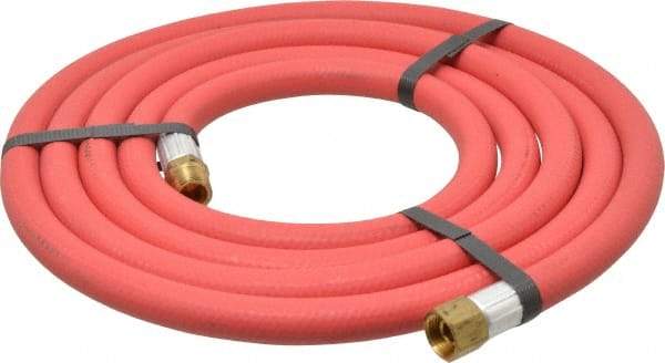 Alliance Hose & Rubber - 3/8" ID x 23/32" OD 10' Long Multipurpose Air Hose - MNPT x FNPT(Swivel) Ends, 300 Working psi, -40 to 190°F, 3/8" Fitting, Red - Americas Industrial Supply