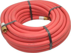Alliance Hose & Rubber - 3/8" ID x 23/32" OD 50' Long Multipurpose Air Hose - MNPT x FNPT(Swivel) Ends, 300 Working psi, -40 to 190°F, 3/8" Fitting, Red - Americas Industrial Supply