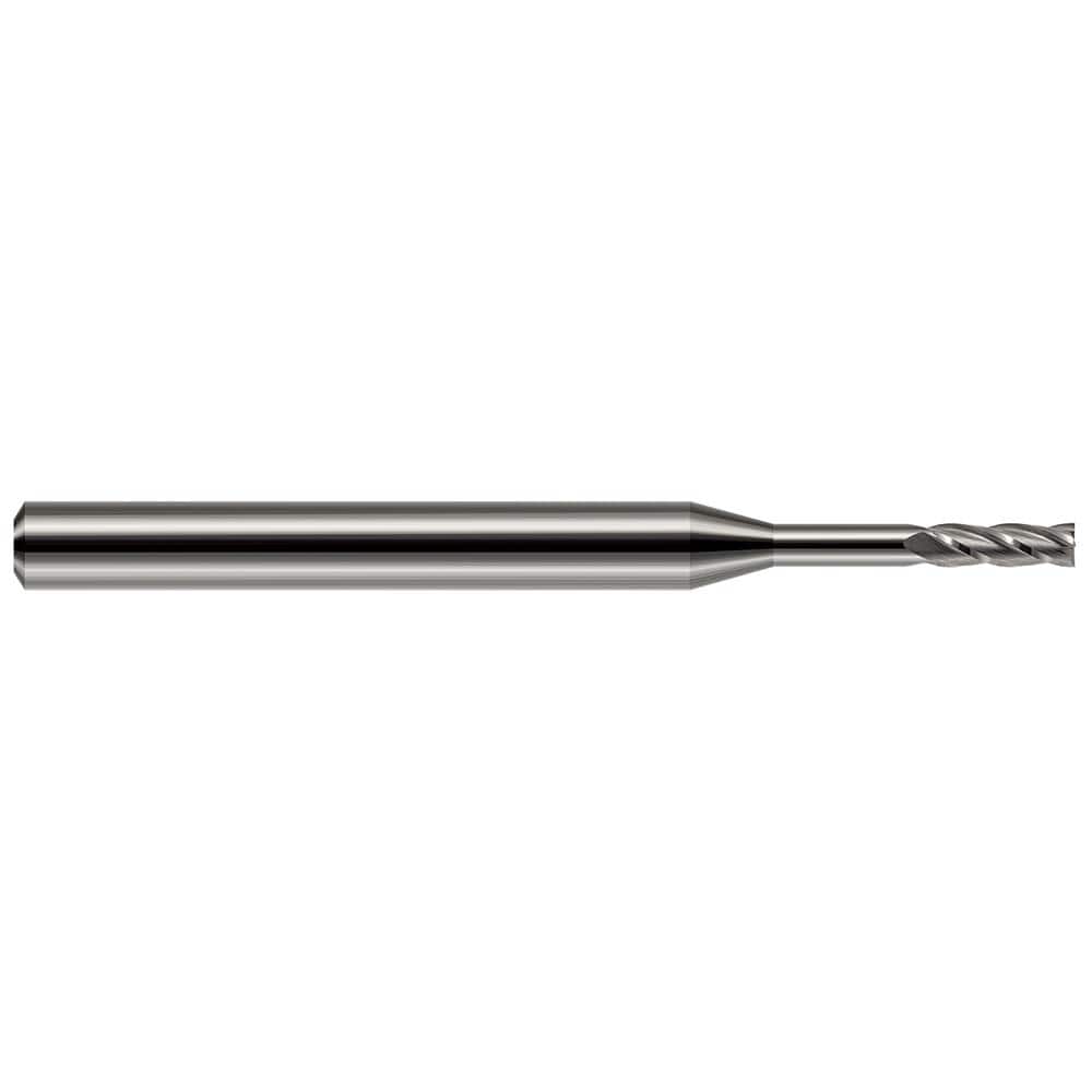 Square End Mill: 3/64'' Dia, 9/64'' LOC, 1/8'' Shank Dia, 1-1/2'' OAL, 4 Flutes, Solid Carbide Single End, Uncoated, 30 ° Helix, RH Cut, RH Flute