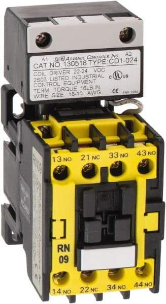 ACI - 4 Pole, 3NO/NC, 24 VAC Control Relay - 24 Amps, 600 VDC - Americas Industrial Supply