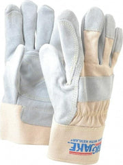 MCR Safety - Size L (9) Split Cowhide General Protection Work Gloves - For General Purpose, Uncoated, Safety Cuff, Full Fingered, Yellow/White, Paired - Americas Industrial Supply