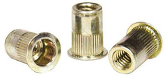 RivetKing - #8-32, 0.02 to 0.08" Grip, Steel Standard Rivet Nut - Zinc Yellow Dichromate Finish, Countersunk Head - Americas Industrial Supply