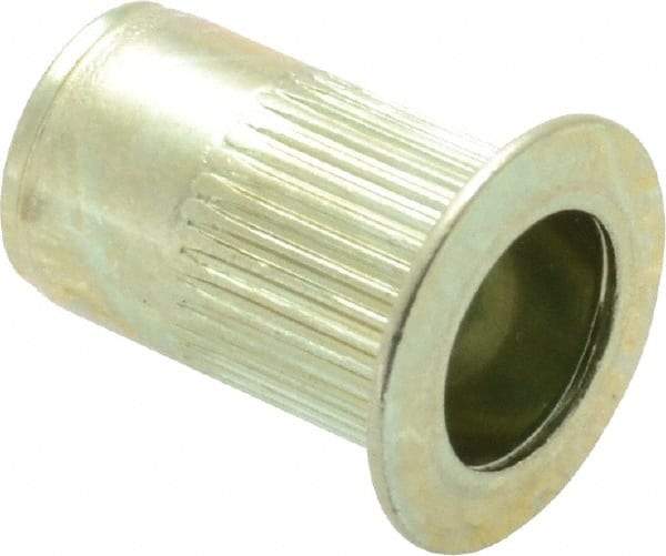 RivetKing - #10-24, 0.02 to 0.13" Grip, Steel Standard Rivet Nut - Zinc Yellow Dichromate Finish, Countersunk Head - Americas Industrial Supply