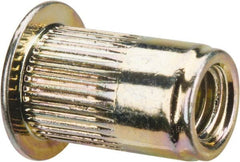 RivetKing - #10-32, 0.02 to 0.13" Grip, Steel Standard Rivet Nut - Zinc Yellow Dichromate Finish, Countersunk Head - Americas Industrial Supply