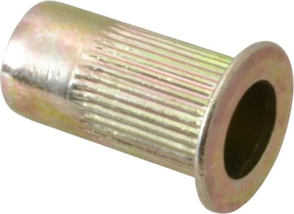 RivetKing - #10-32, 0.13 to 0.225" Grip, Steel Standard Rivet Nut - Zinc Yellow Dichromate Finish, Countersunk Head - Americas Industrial Supply