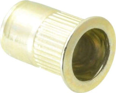 RivetKing - 1/4-20, 0.027 to 0.165" Grip, Steel Standard Rivet Nut - Zinc Yellow Dichromate Finish, Countersunk Head - Americas Industrial Supply