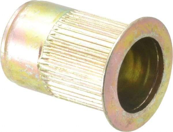 RivetKing - 3/8-16, 0.15 to 0.312" Grip, Steel Standard Rivet Nut - Zinc Yellow Dichromate Finish, Countersunk Head - Americas Industrial Supply