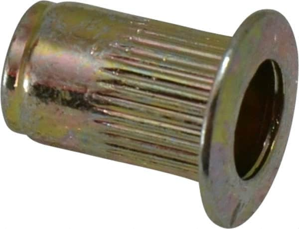 RivetKing - #6-32, 0.02 to 0.08" Grip, Steel Standard Rivet Nut - Zinc Yellow Dichromate Finish, Countersunk Head - Americas Industrial Supply