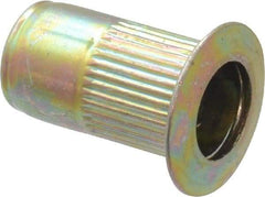 RivetKing - #8-32, 0.08 to 0.13" Grip, Steel Standard Rivet Nut - Zinc Yellow Dichromate Finish, Countersunk Head - Americas Industrial Supply