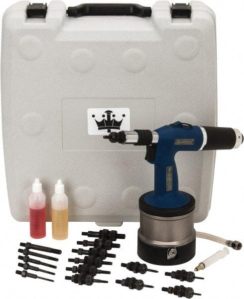 RivetKing - #8 to 3/8" Pneumatic Rivet Nut Tool Kit - Includes Mandrels: #8-32, #10-32, 1/4-20, 5/16-18, 3/8-16, Rivet Tool, Hard Case - Americas Industrial Supply