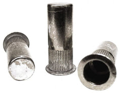 RivetKing - #6-32, 0.02 to 0.08" Grip, 17/64" Drill, Steel Closed End Knurled Rivet Nut - Zinc Yellow Dichromate Finish, Countersunk Head - Americas Industrial Supply