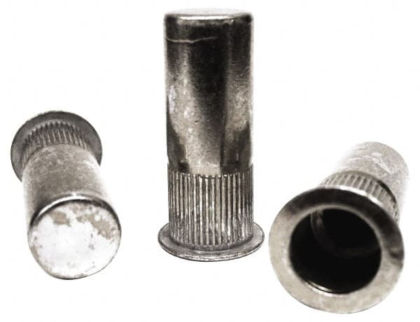 RivetKing - #8-32, 0.08 to 0.13" Grip, 17/64" Drill, Steel Closed End Knurled Rivet Nut - Zinc Yellow Dichromate Finish, Countersunk Head - Americas Industrial Supply