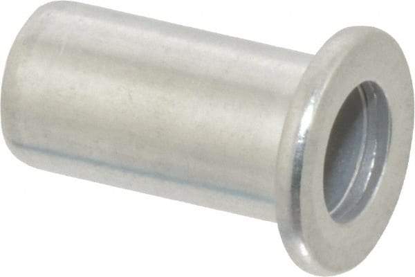 RivetKing - 1/4-20, 0.02 to 0.08" Grip, Aluminum Standard Rivet Nut - Uncoated, Drill Size Letter Q, Round Head - Americas Industrial Supply