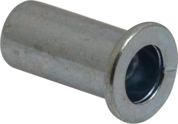 RivetKing - 1/4-20, 0.08 to 0.14" Grip, Steel Standard Rivet Nut - Zinc Plated, Drill Size Letter Q, Round Head - Americas Industrial Supply