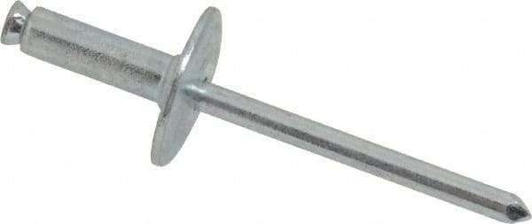 RivetKing - Size 8-18 Dome Head Steel Flush on Both Sides Blind Rivet - Steel Mandrel, 7/8" to 1-1/8" Grip, 5/8" Head Diam, 0.255" Min Hole Diam, 0.82" Length Under Head, 1/4" Body Diam - Americas Industrial Supply