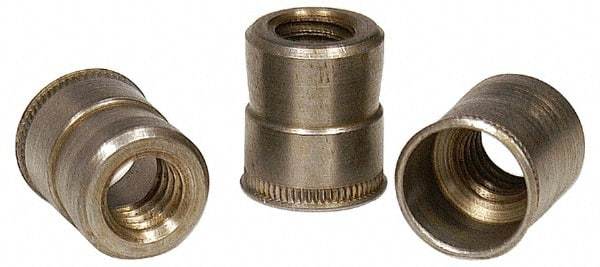 RivetKing - #6-32 UNC, Zinc-Plated, Steel Knurled Rivet Nut Inserts - 0.234" to 0.239" Grip, 7/32" Drill Size - Americas Industrial Supply