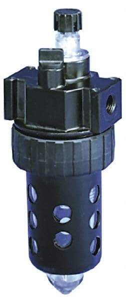 Parker - 1/2" NPT, 150 Max psi Intermediate Mist Lubricator - Polycarbonate Bowl with Sight Glass, Zinc Body, 90 CFM, 125°F Max Temp, 2.81" Wide x 7.82" High - Americas Industrial Supply