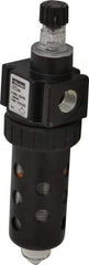 Parker - 3/8" NPT, 150 Max psi Compact Micro Mist Lubricator - Polycarbonate Bowl with Sight Glass, Zinc Body, 40 CFM, 125°F Max Temp, 2" Wide x 7.38" High - Americas Industrial Supply