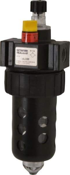 Parker - 3/8" NPT, 150 Max psi Intermediate Micro Mist Lubricator - Polycarbonate Bowl with Sight Glass, Zinc Body, 60 CFM, 125°F Max Temp, 2.81" Wide x 7.82" High - Americas Industrial Supply