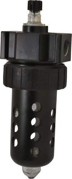 Parker - 1/2" NPT, 150 Max psi Standard Micro Mist Lubricator - Polycarbonate Bowl with Sight Glass, Zinc Body, 90 CFM, 125°F Max Temp, 3.24" Wide x 9.27" High - Americas Industrial Supply