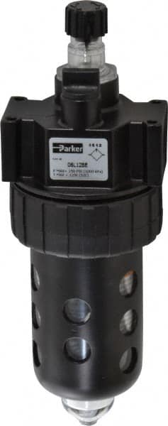 Parker - 1/4" NPT, 150 Max psi Intermediate Mist Lubricator - Polycarbonate Bowl with Sight Glass, Zinc Body, 40 CFM, 125°F Max Temp, 2.81" Wide x 7.82" High - Americas Industrial Supply